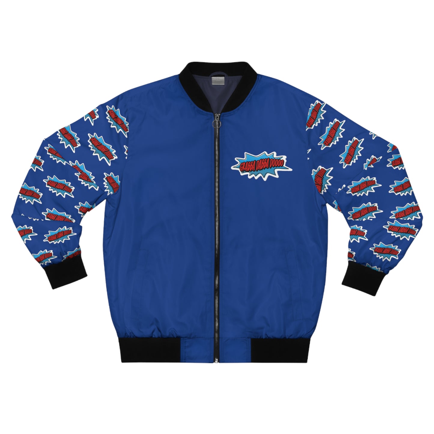 Blue Men's Bomber Jacket - Printed Arms