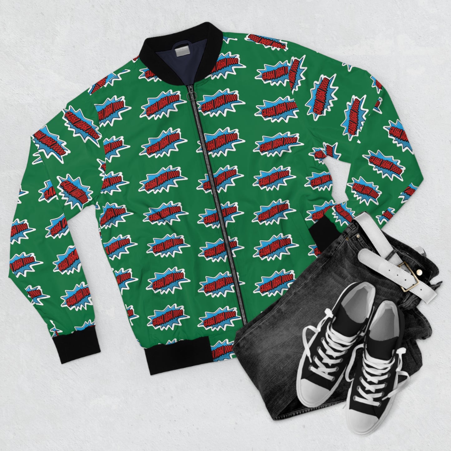 Green Men's Bomber Jacket - All Over Print