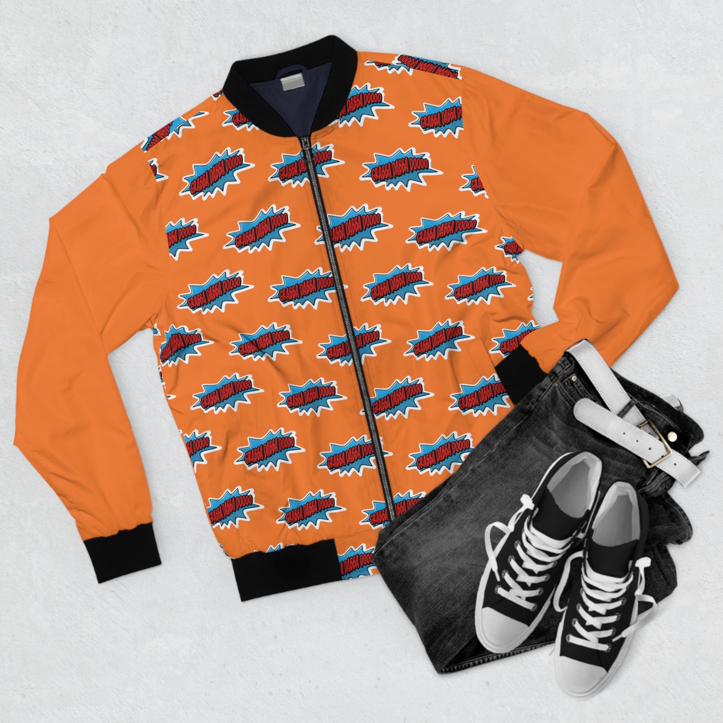 Orange Men's Bomber Jacket - Plain Arms