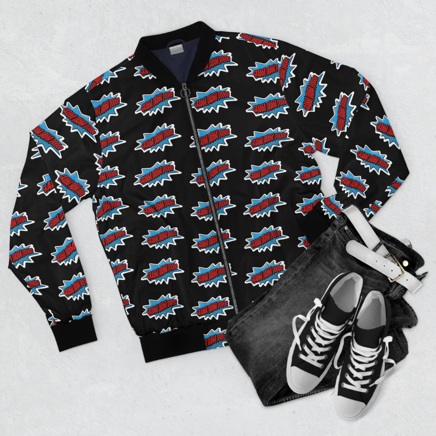 Black Men's Bomber Jacket - All Over Print