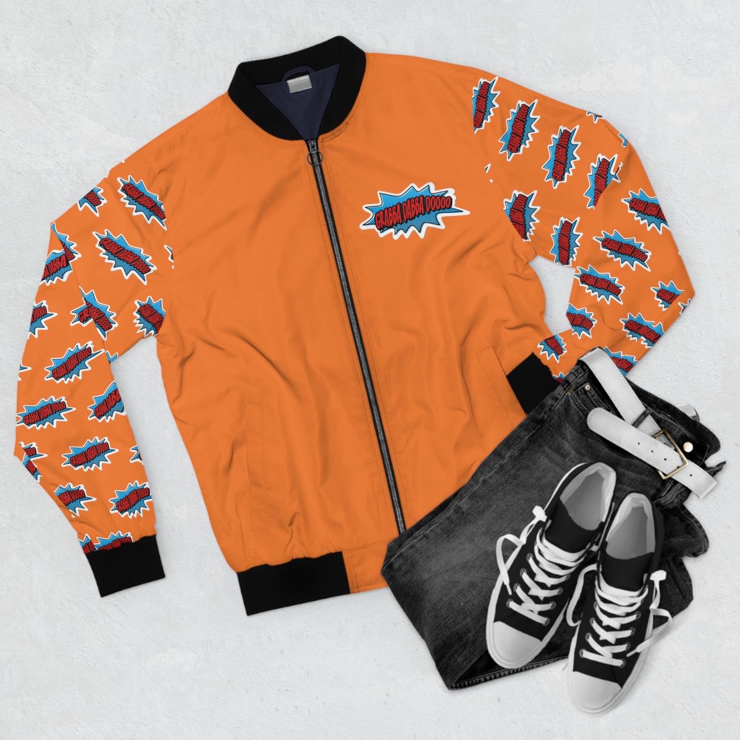 Orange Men's Bomber Jacket - Printed Arms