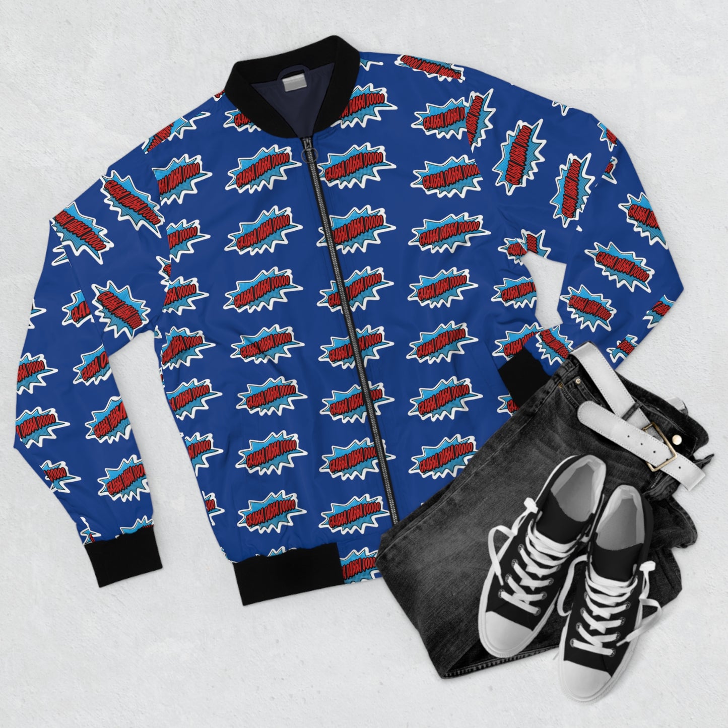 Blue Men's Bomber Jacket - All Over Print