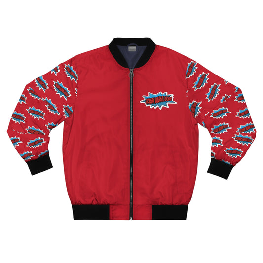 Red Men's Bomber Jacket - Printed Arms